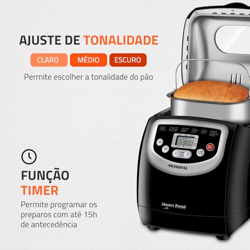 Panificadora Automática Master Bread 700W 220V Preto 8