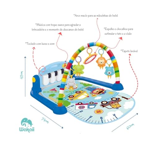 Wakaii Tapete Ginásio Musical Interativo Infantil Automóveis com Teclado Musical, 4 Mobiles de... 4