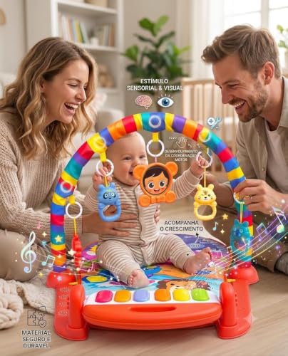 Tapete Musical Infantil com Piano e Arco, 24 peças, Desenvolvimento Motor e Sensorial 3