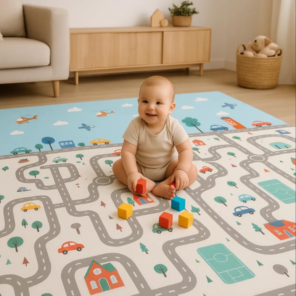 Tapete Tatame Infantil Dobrável 2x1,5m Emborrachado Dupla Face 6mm Antiderrapante Bebê Atividades...