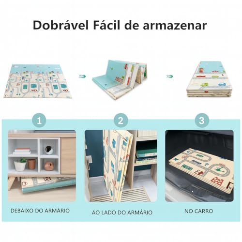 Tapete Tatame Infantil Dobrável 2x1,5m Emborrachado Dupla Face 6mm Antiderrapante Bebê Atividades... 7