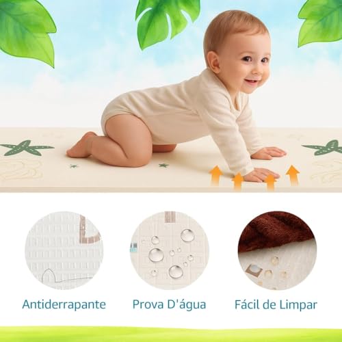 Tapete Tatame Infantil Dobrável 2x1,5m Emborrachado Dupla Face 6mm Antiderrapante Bebê Atividades... 4