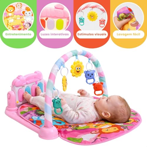 Tapete de Atividades Musical com Piano para Bebê, Arco de Brinquedos Interativos 5
