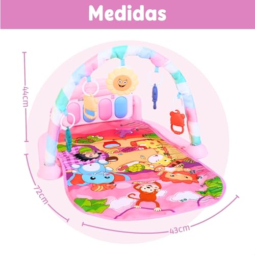 Tapete de Atividades Musical com Piano para Bebê, Arco de Brinquedos Interativos 4