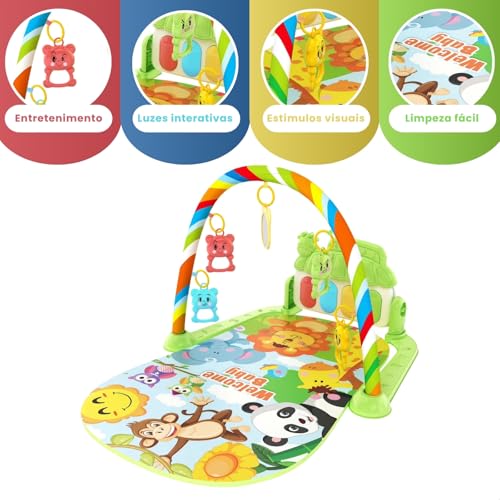 Tapete de Atividades Musical com Piano para Bebê, Arco de Brinquedos Interativos 11