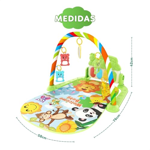 Tapete de Atividades Musical com Piano para Bebê, Arco de Brinquedos Interativos 9