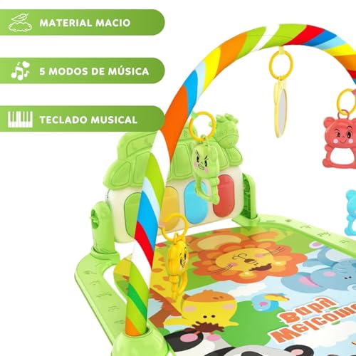 Tapete de Atividades Musical com Piano para Bebê, Arco de Brinquedos Interativos 12
