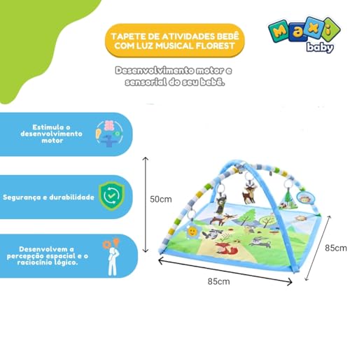 Maxi Tapete de Atividades Bebê Com Luz Musical Floresta Kit 24 peças 3