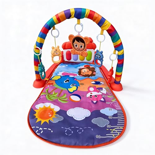 Tapete Ginásio de Atividades Bebê com Piano Musical, Arco com 5 Brinquedos Pendentes para Estímulo... 2