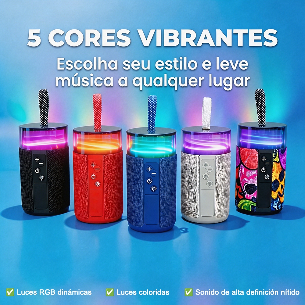 Caixa de som Bluetooth Portátil Com Led RGB Portátil FM USB TWS 30W Para Praia, Festa ou Viagem