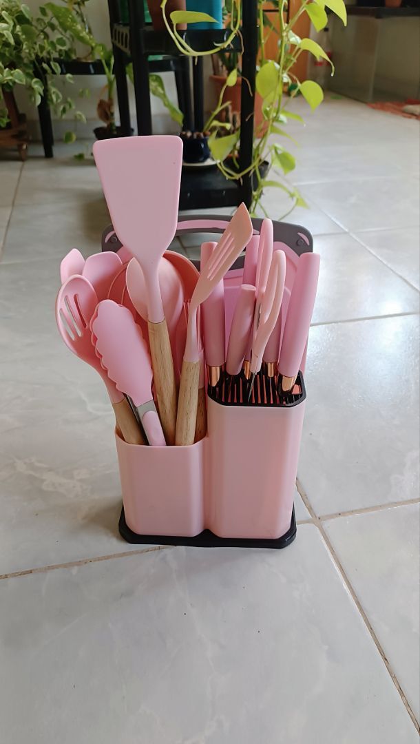 Kit 19 Pçs Utensílios Cozinha Completo Facas Silicone e Plástico 9