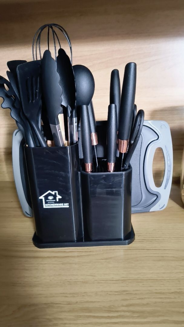 Kit 19 Pçs Utensílios Cozinha Completo Facas Silicone e Plástico 12