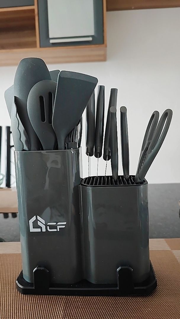 Kit 19 Pçs Utensílios Cozinha Completo Facas Silicone e Plástico 15