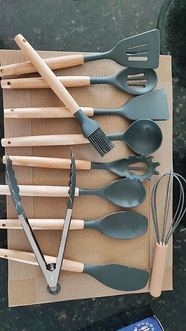 Kit 19 Pçs Utensílios Cozinha Completo Facas Silicone e Plástico 14