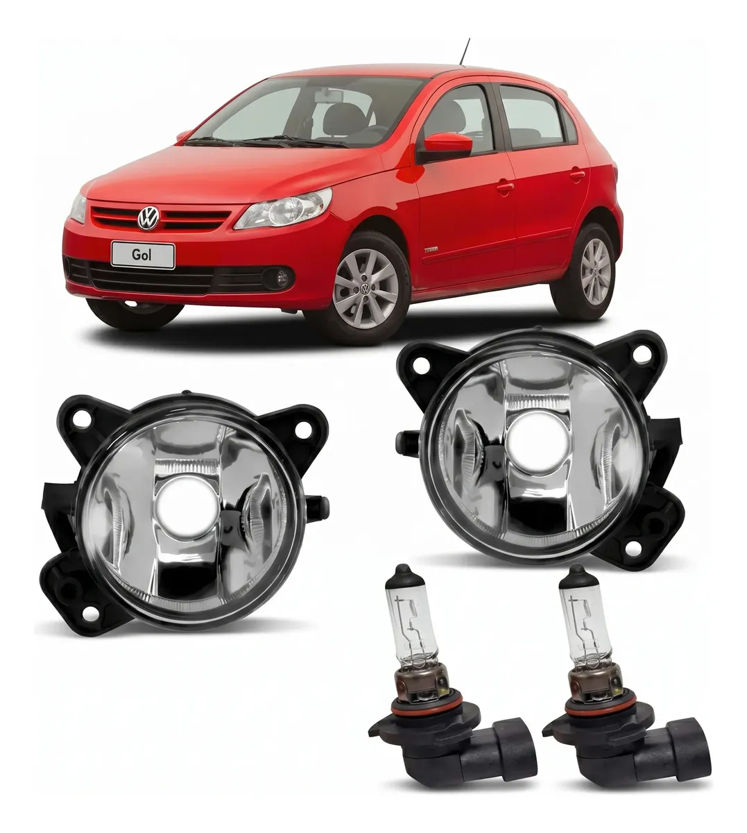 Par Farol Milha Gol G5 Saveiro 08 A 13 Lente Vidro + Lampada 4