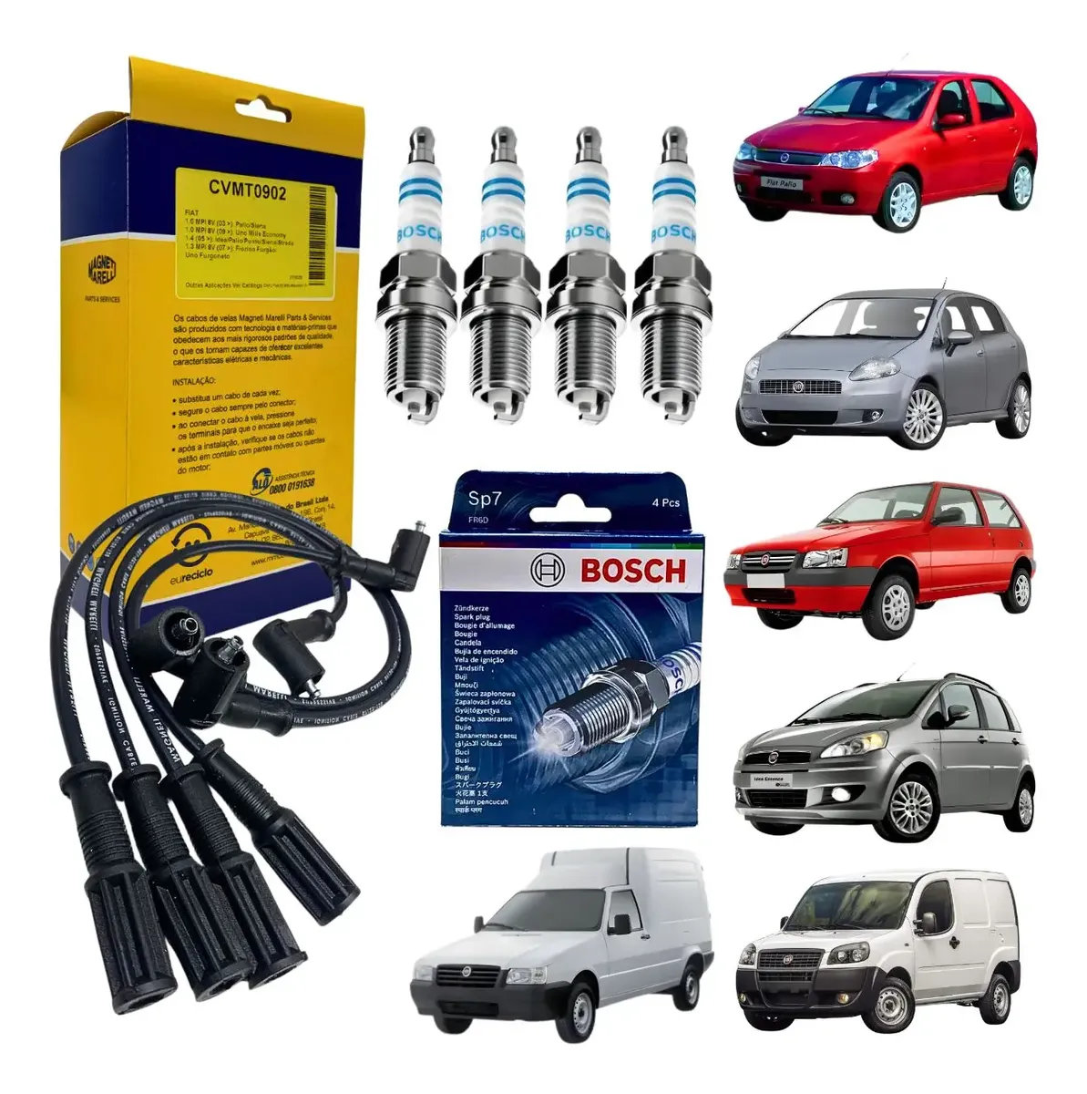 Kit Cabos E Velas Palio Idea Doblo Fiorino Punto Uno Fire 6