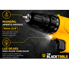 Parafusadeira Furadeira The Black Tools TB12A 3/8 a Bateria Cor Amarelo Frequência 60Hz 5