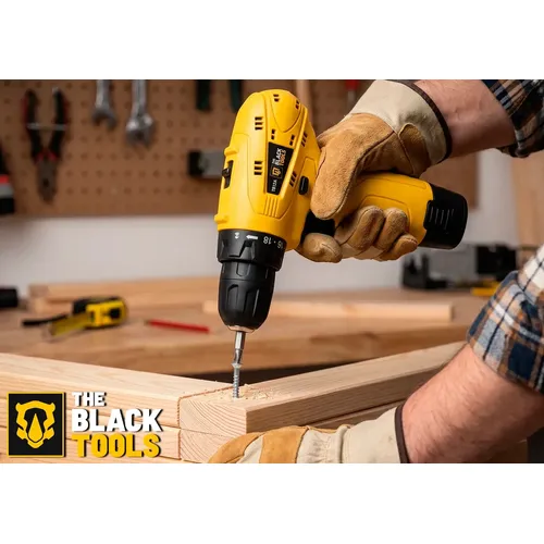 Parafusadeira Furadeira The Black Tools TB12A 3/8 a Bateria Cor Amarelo Frequência 60Hz 8