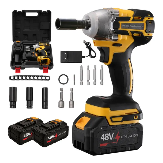 Chave De Impacto 48v Dupla Baterias Acessórios Profissional 3