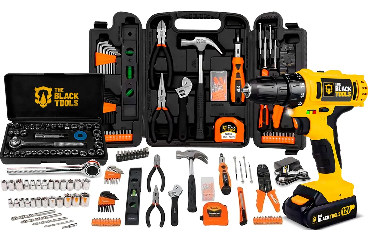 Kit De Ferramentas 169 Peças + Parafusadeira Furadeira 12v 3