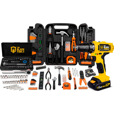 Kit De Ferramentas 169 Peças + Parafusadeira Furadeira 12v 4