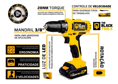 Kit De Ferramentas 169 Peças + Parafusadeira Furadeira 12v 7