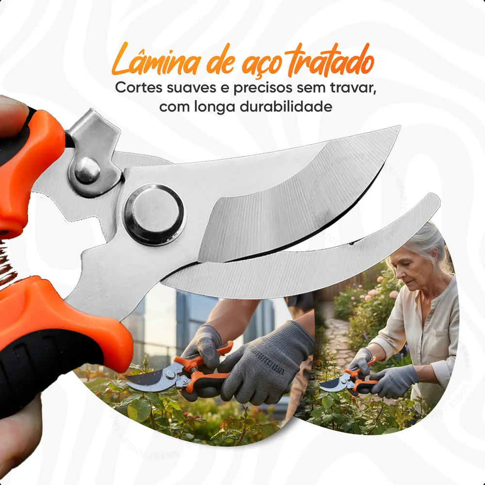 Alicate Tesoura Poda Profissional Aço Inox Corte Galhos Duros Jardim Frutíferas Cabo Confortável... 4
