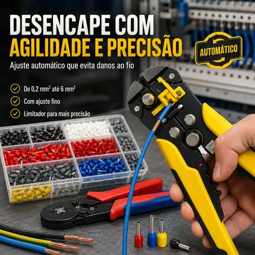 Kit Elétrico Profissional Com Alicate Decapador Fios + Alicate Crimpador + 1200 Ilhós... 8