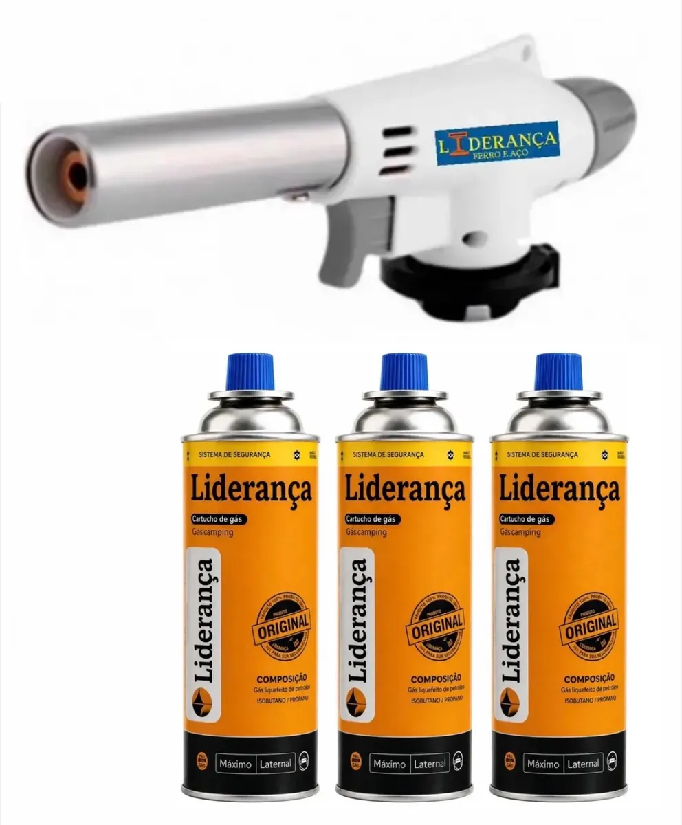 Kit 3 Refis Gás 227g C/ Maçarico Acendimento Automático