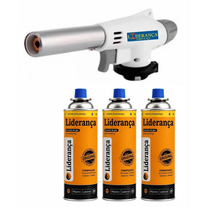 Kit 3 Refis Gás 227g C/ Maçarico Acendimento Automático 4