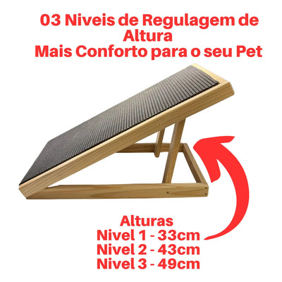 Rampa Para Cachorro Não Desliza A Pata C Regulagem De Altura Cor Marrom claro Tamanho G 3