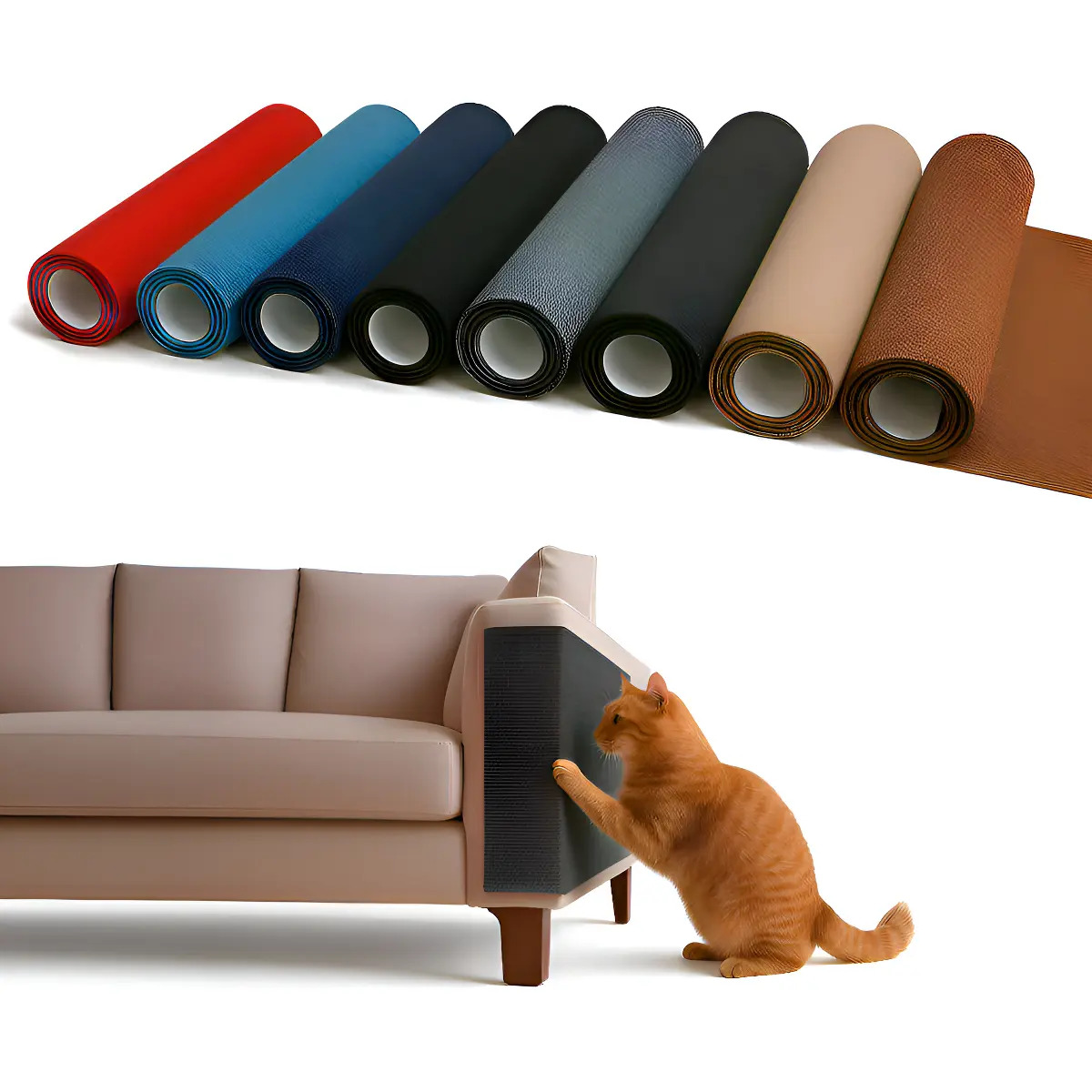 Arranhador E Protetor De Sofá Carpete Adesivo Gatos 200x50cm Cor Cinza 2