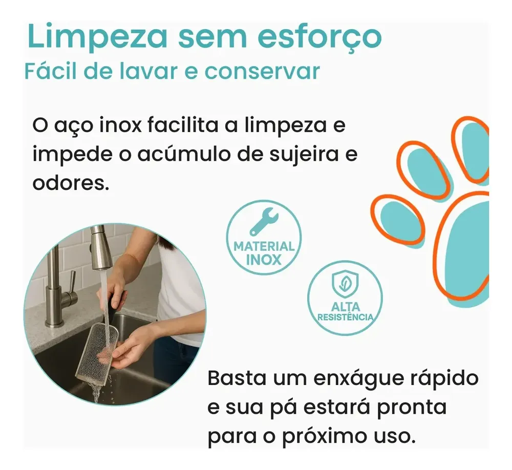 Pazinha Higiênica Coletora Pá Caixa Areia Gatos Inox Peneira Prateado 3